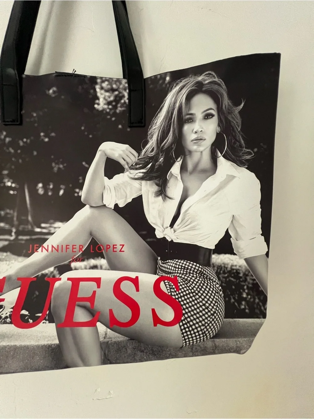GUESS Black & White Jennifer Lopez Graphic Tote